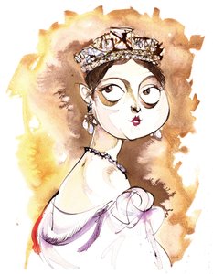Queen Victoria of Great Britain; caricature (after a painting by Thomas Sully) by Neale Osborne